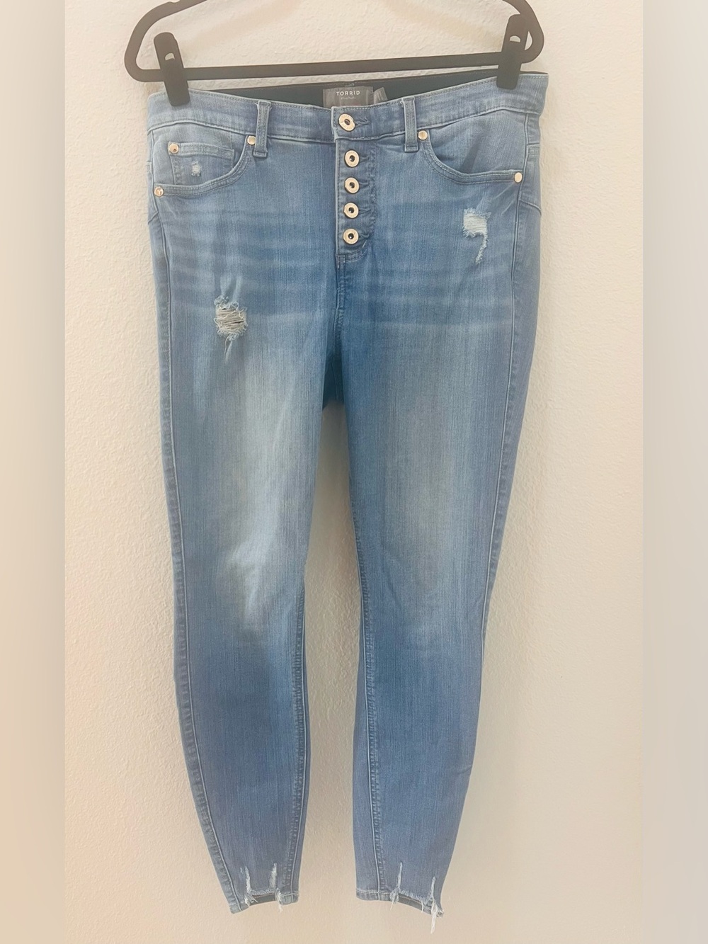 Torrid Light Blue Skinny Jeans with Button-Fly